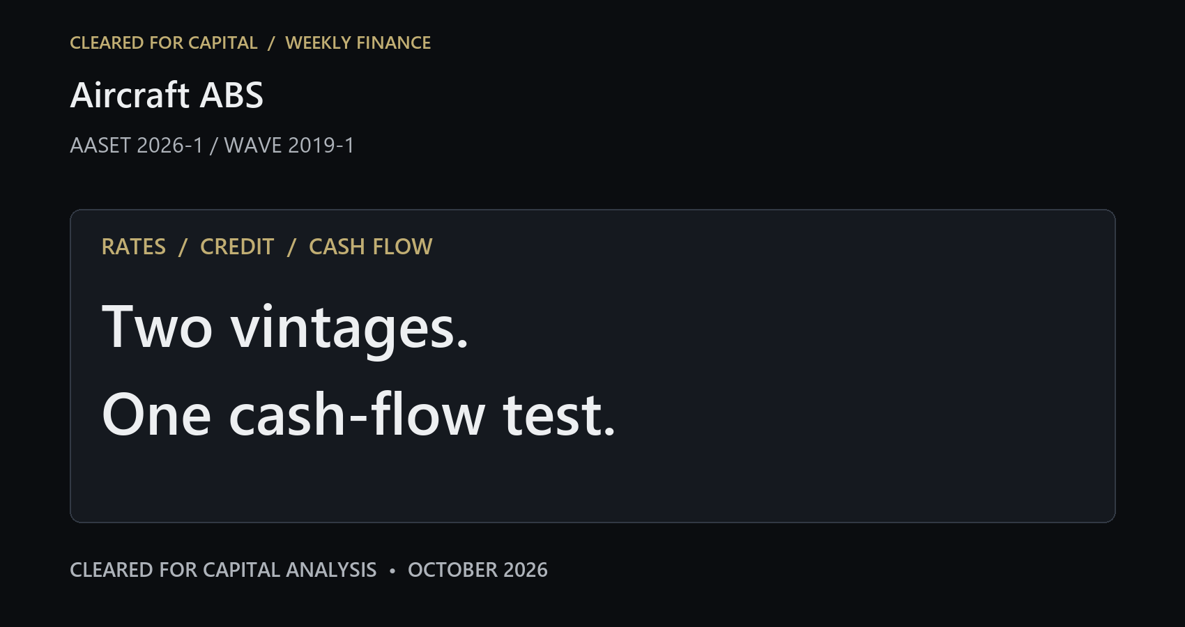 Aircraft ABS: AASET 2026-1, WAVE 2019-1 and the Risks Behind the Bonds